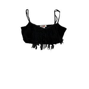 black FRINGE crop top. That is it…that says it all. “Going out top” Small